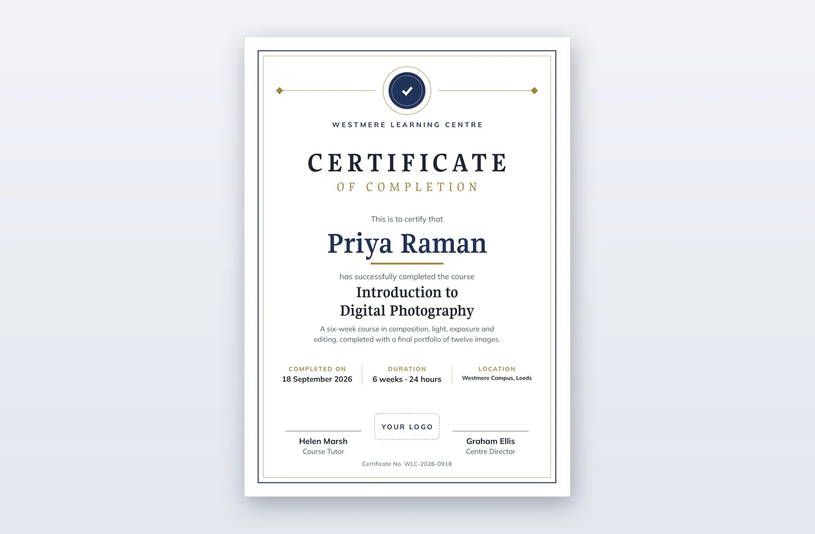 Free Certificate of Completion Template – Full Circle