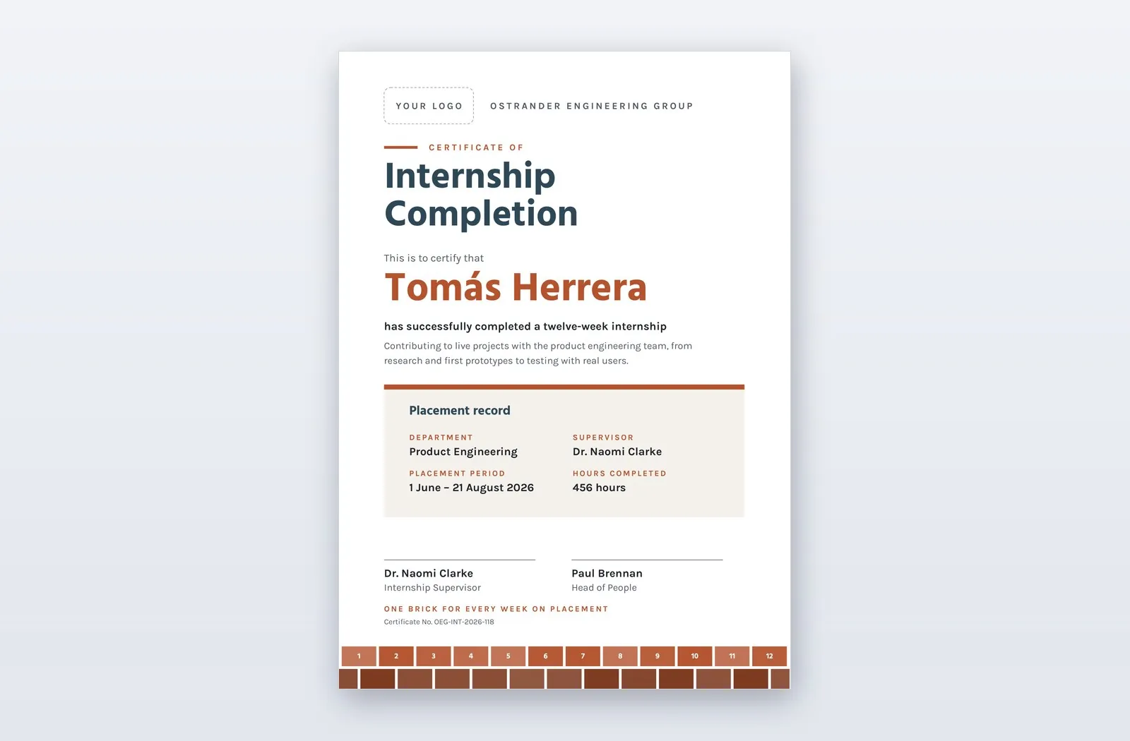 Example Department Designs Free Internship Completion Certificate Template – Groundwork