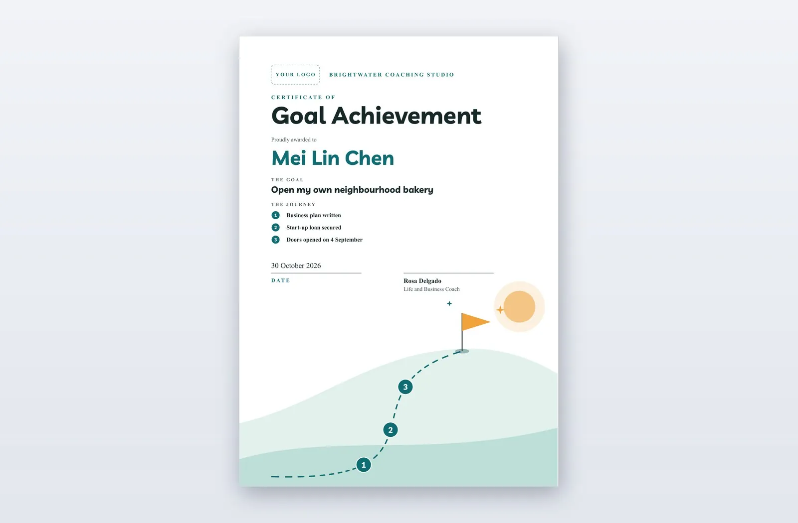 Free Goal Achievement Certificate Template – Journey Line