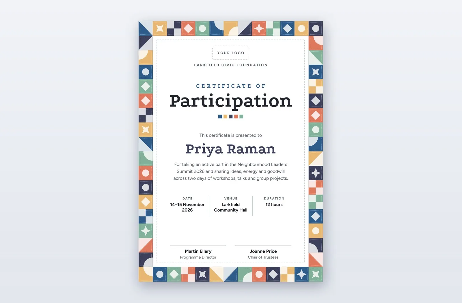 Partiipation Logo Free Certificate of Participation Template – Quilt