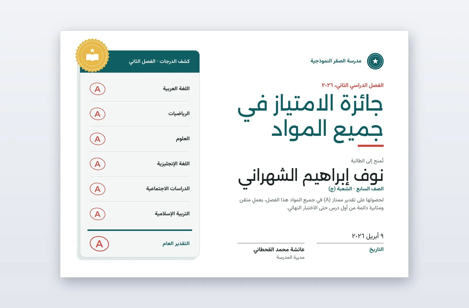 Free Straight A Award Certificate Template – Column A