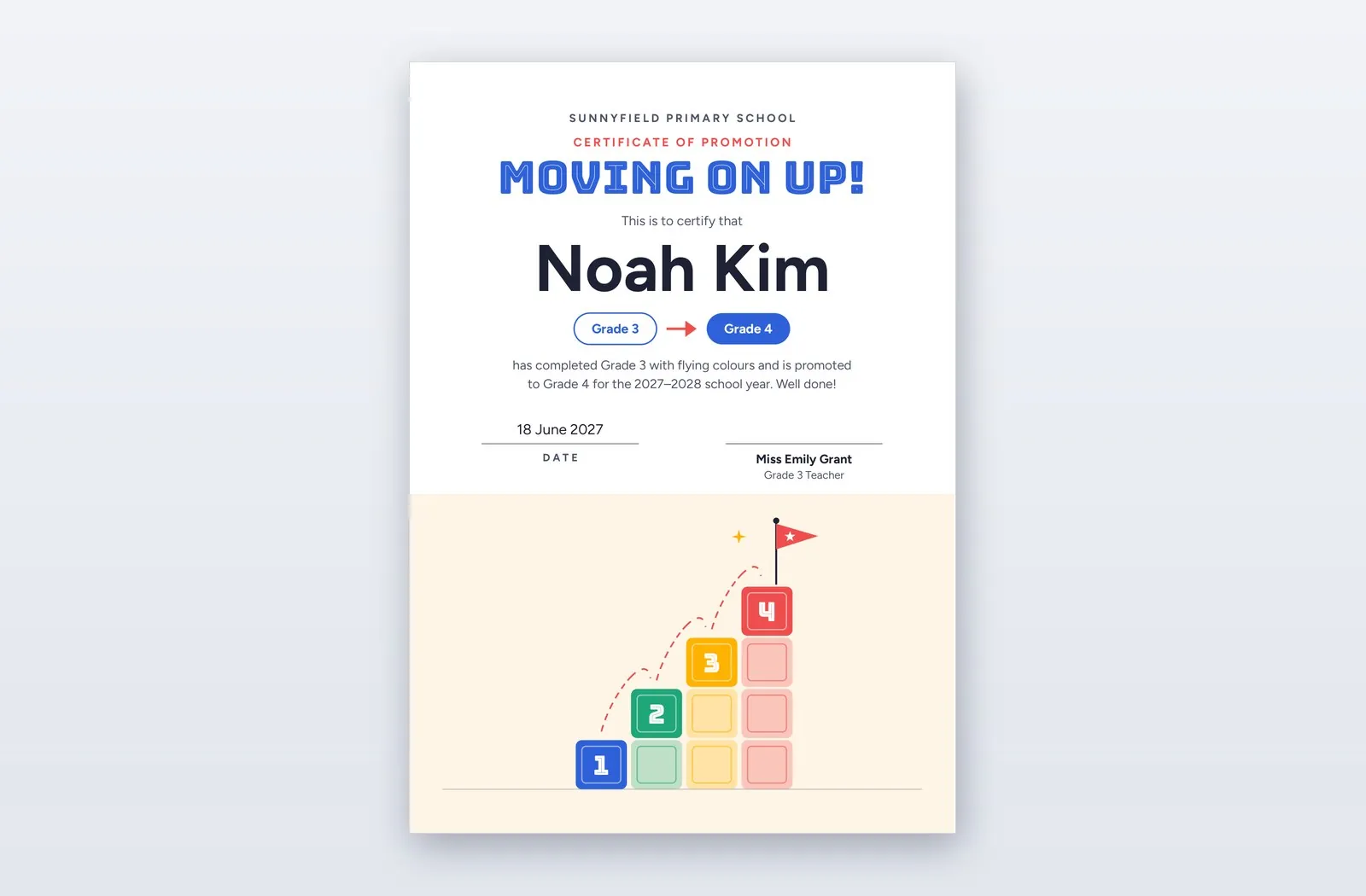 Free Grade Promotion Certificate Template – Bump Up