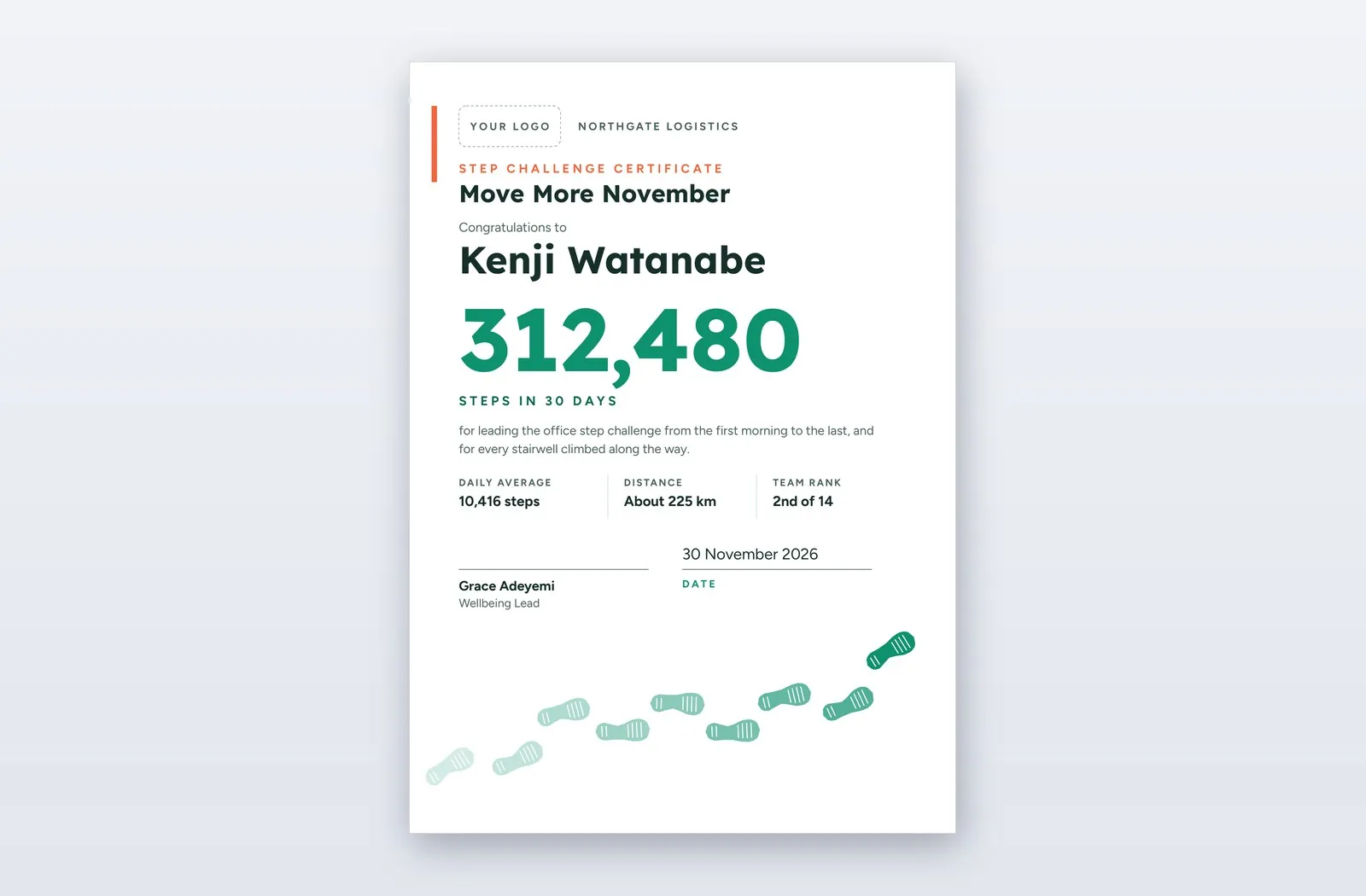 Step Challenge Template.pdf Free Step Challenge Certificate Template – Lightfoot
