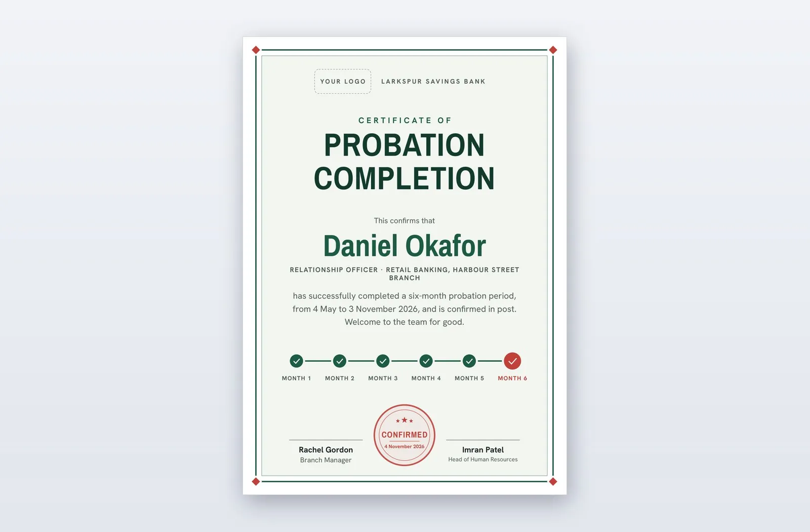 Free Probation Completion Certificate Template – Approved