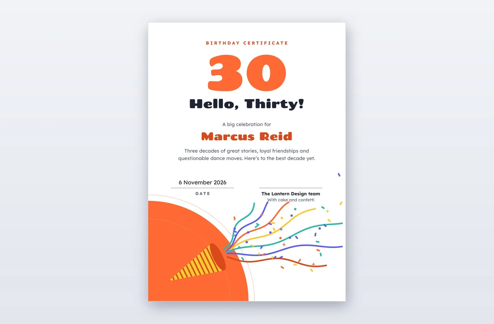 Example Department Designs Free 30th Birthday Certificate Template – Cannon Pop
