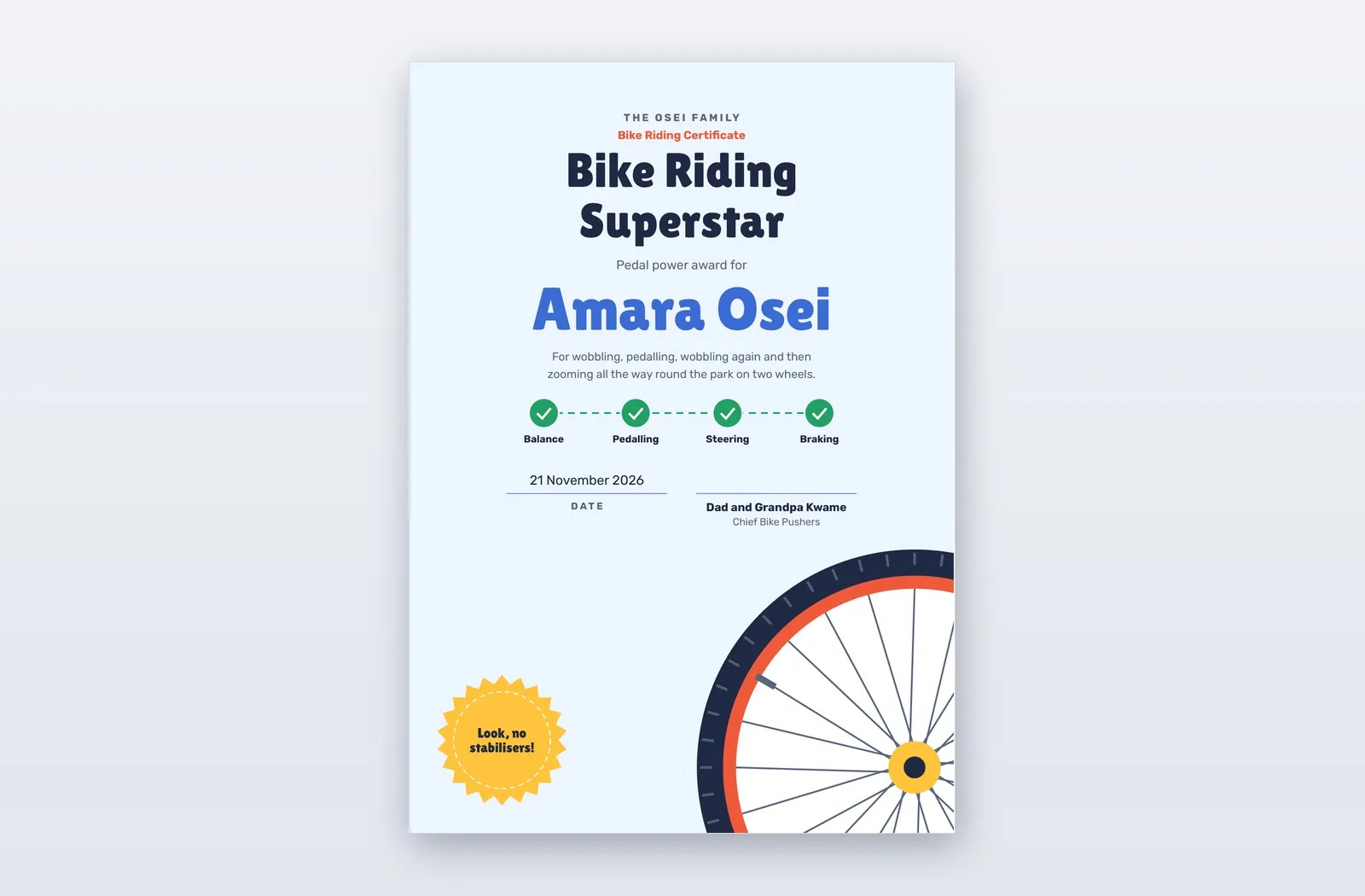 Free Bike Riding Certificate Template – Look No Hands