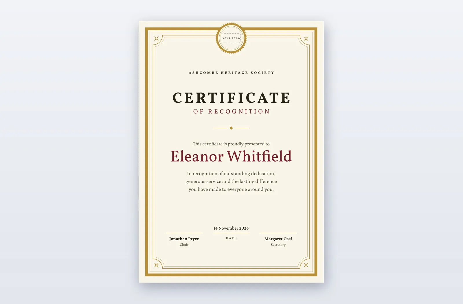Free Blank Certificate Template Template – Vermeil